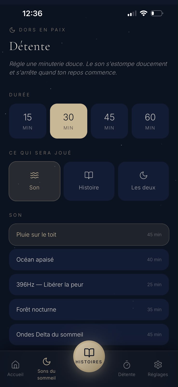 A timer that fades the sound out as you drift off